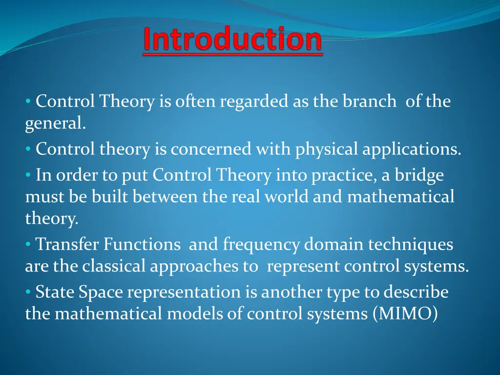 control theory is often regarded as the branch