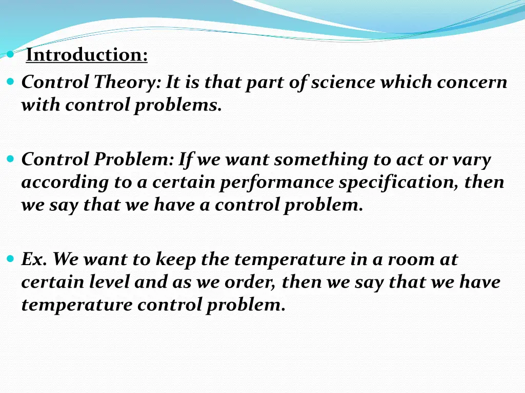 introduction control theory it is that part