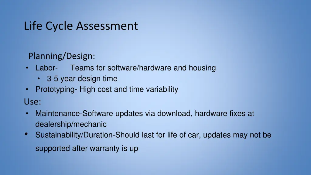 life cycle assessment