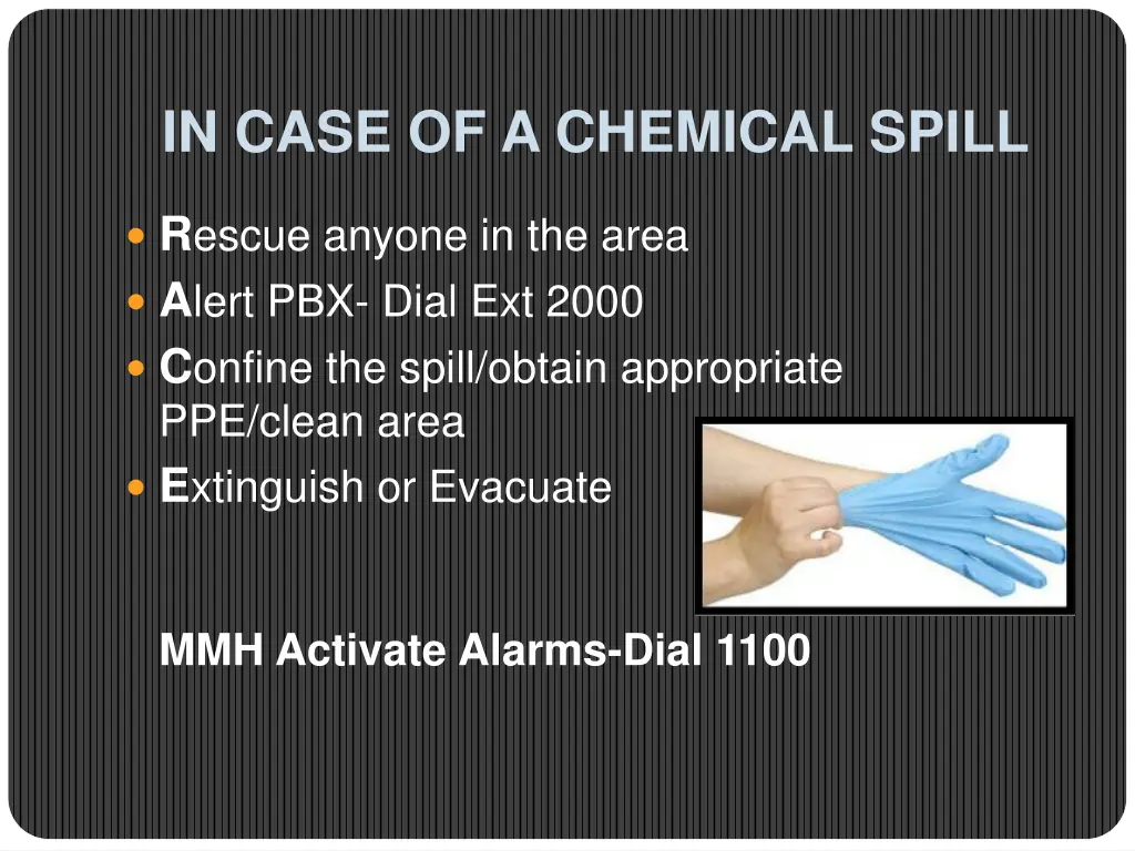 in case of a chemical spill