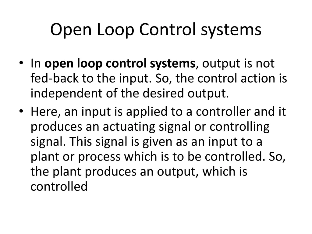 open loop control systems