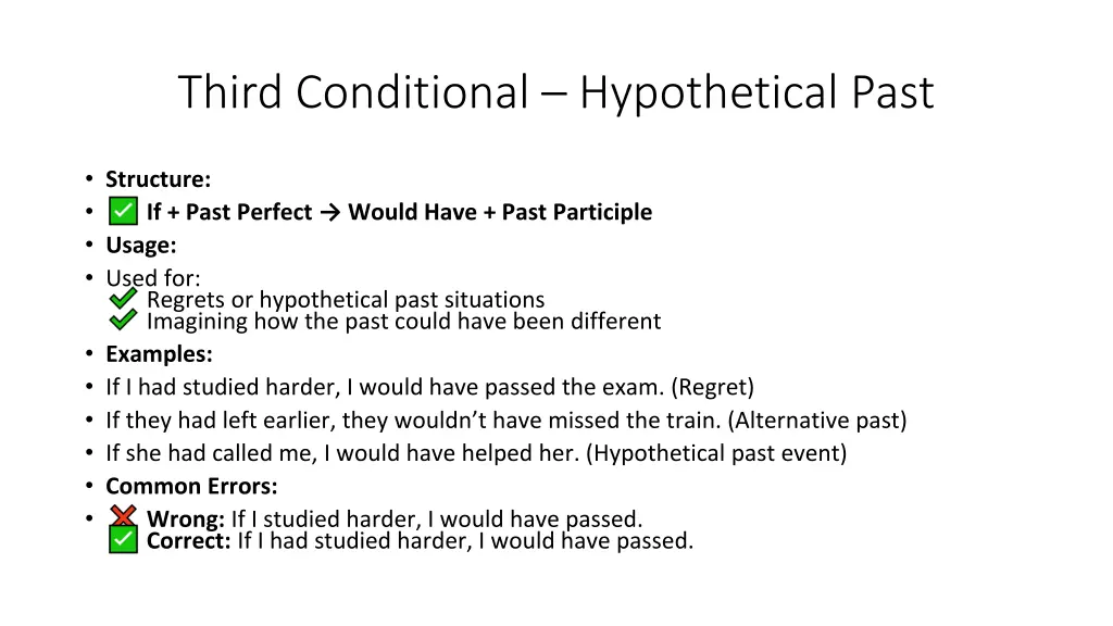 third conditional hypothetical past