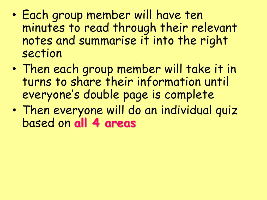 each group member will have ten minutes to read