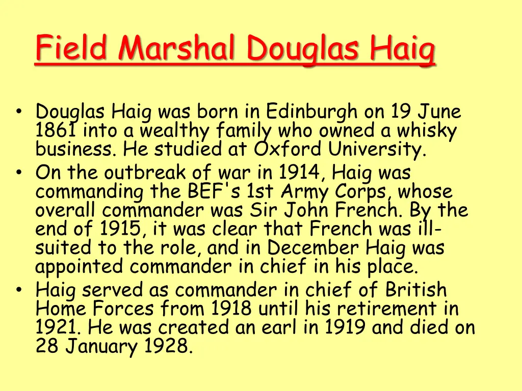 field marshal douglas haig