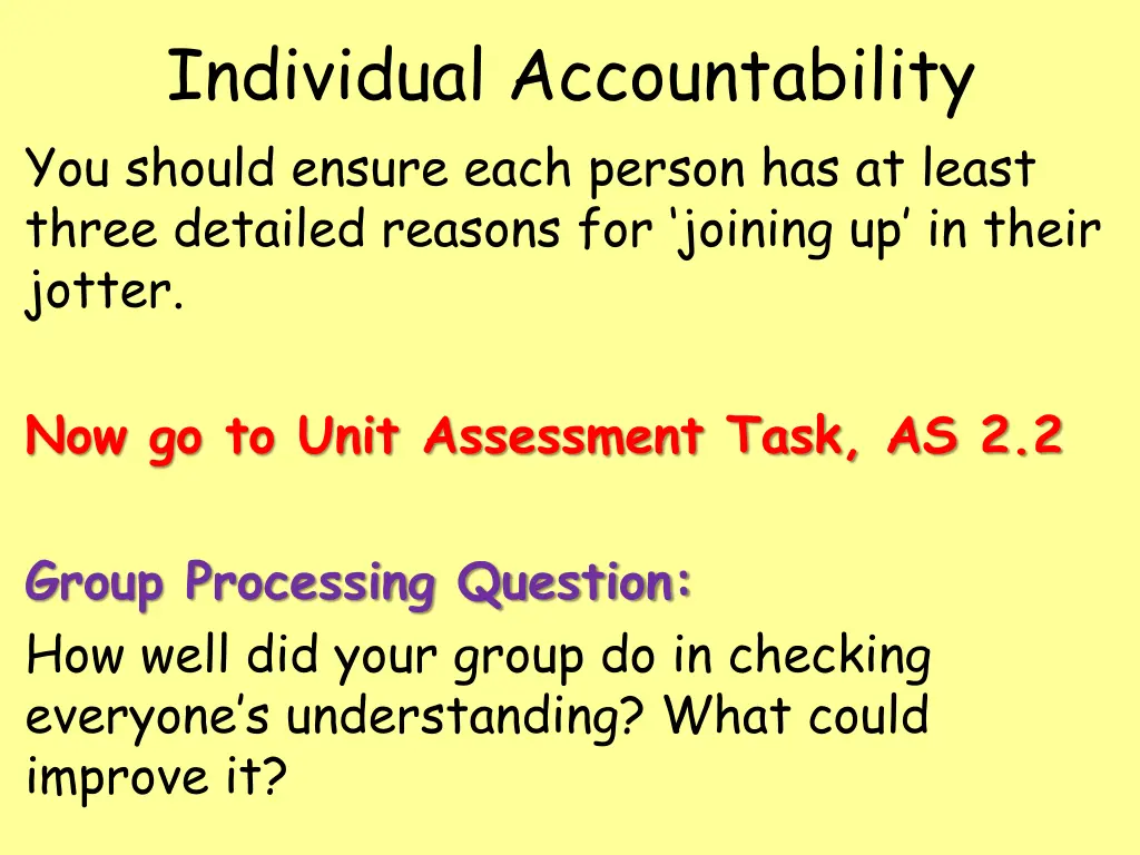 individual accountability you should ensure each