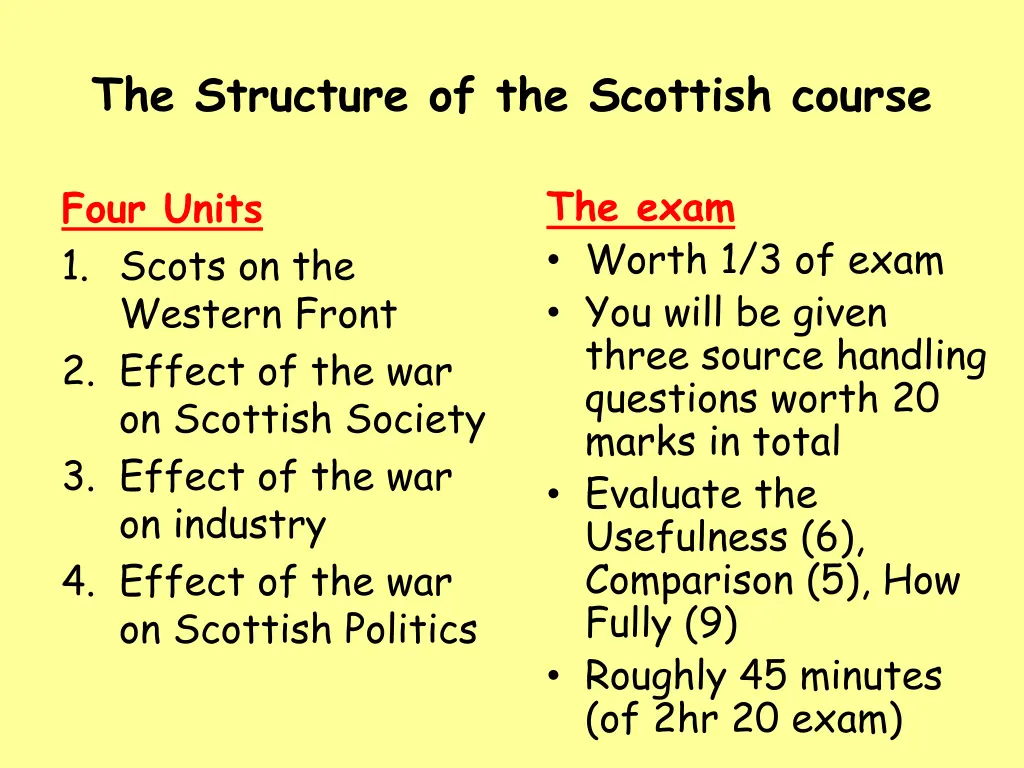 the structure of the scottish course