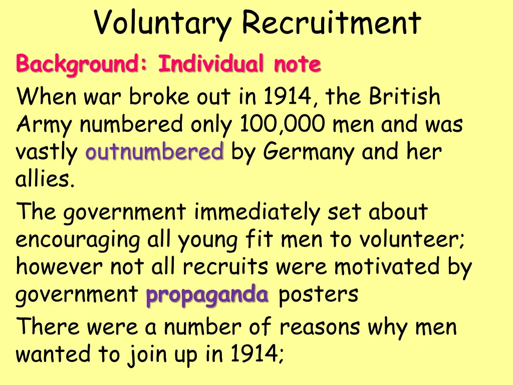 voluntary recruitment background individual note