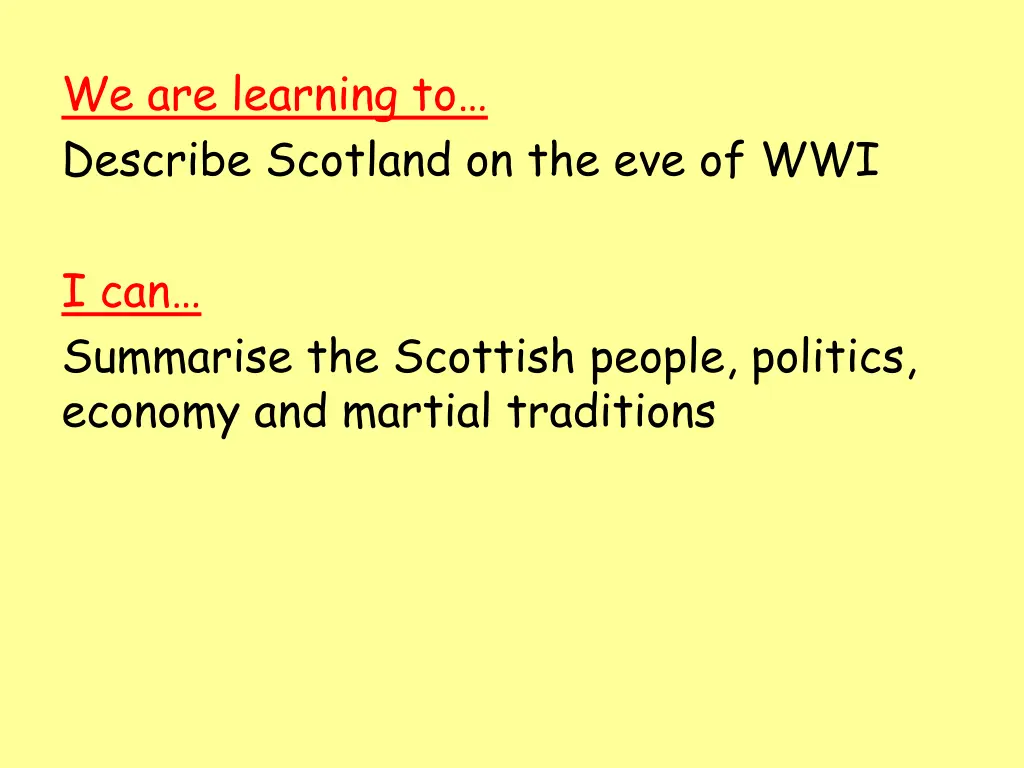 we are learning to describe scotland