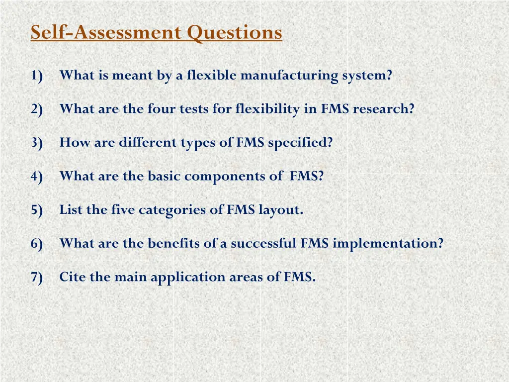 self assessment questions