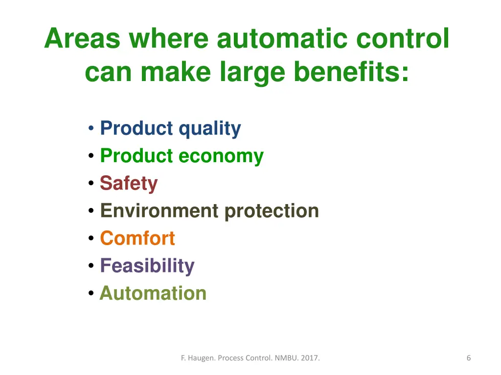 areas where automatic control can make large