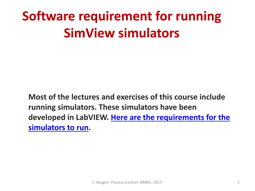 software requirement for running simview