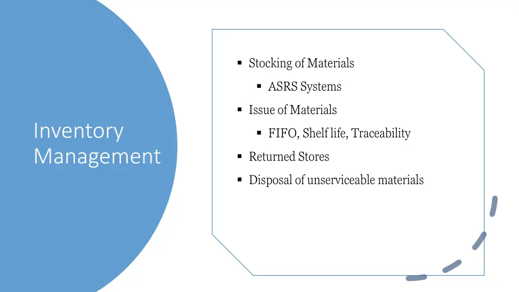 stocking of materials