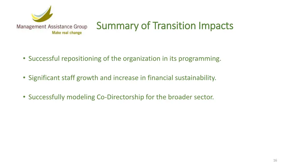 summary of transition impacts summary 1