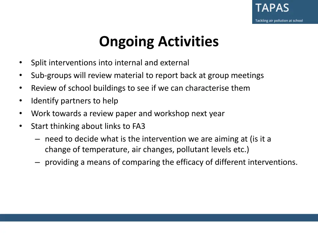 ongoing activities