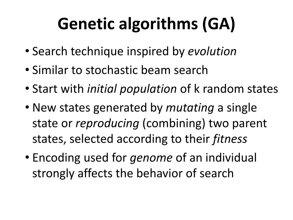 genetic algorithms ga