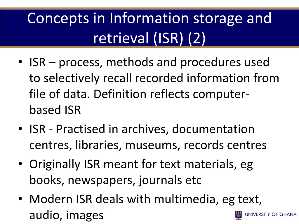 concepts in information storage and retrieval