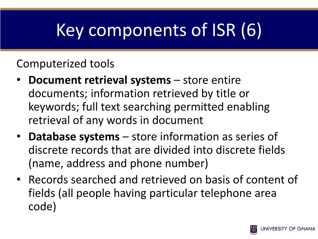 key components of isr 6