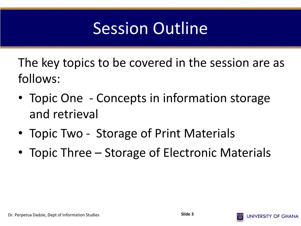 session outline
