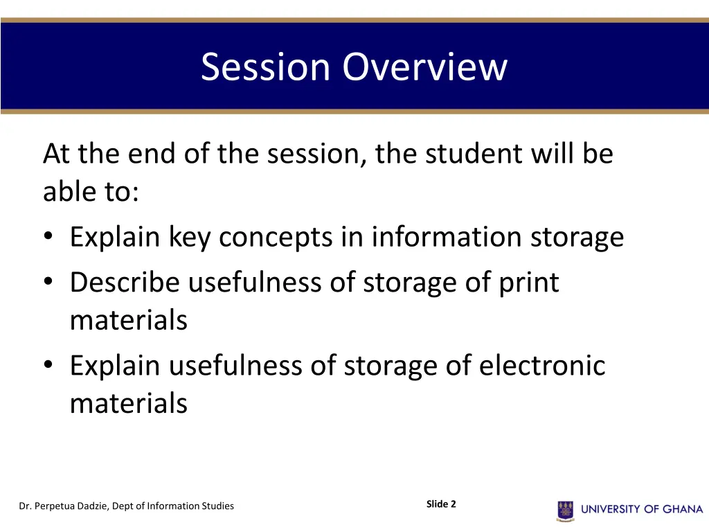 session overview