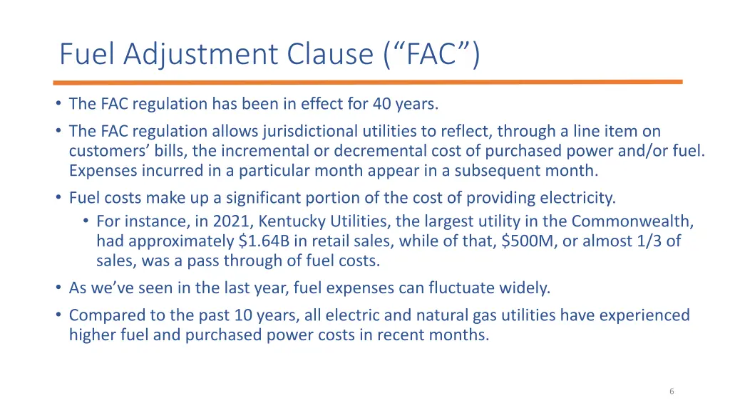 fuel adjustment clause fac
