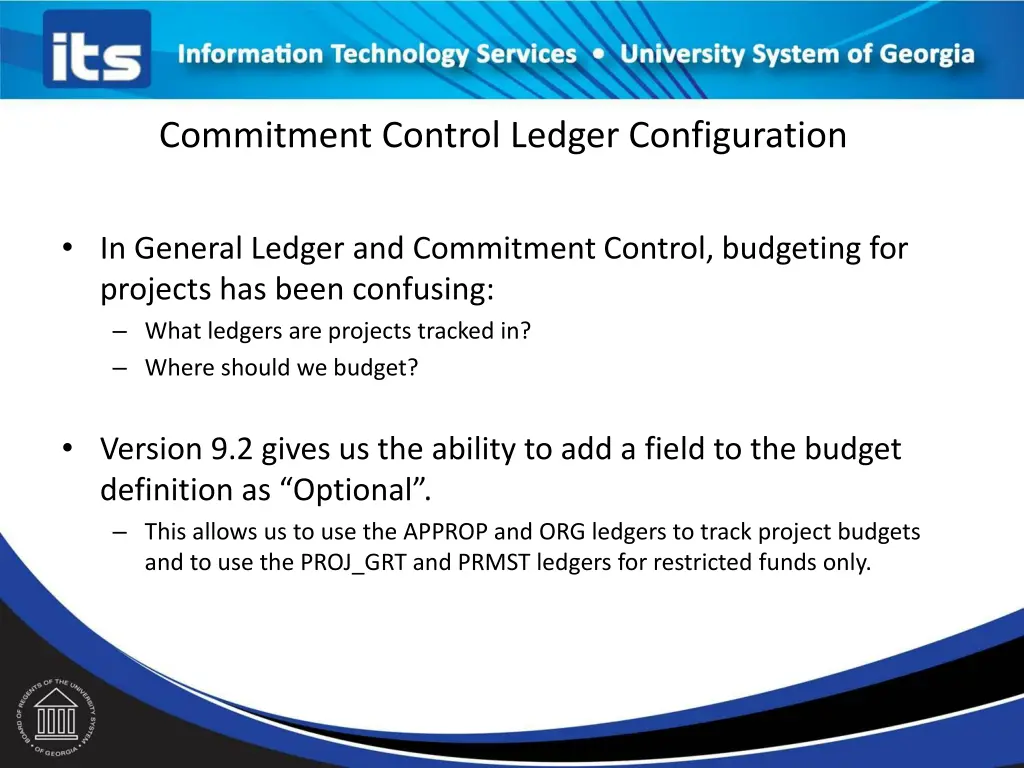 commitment control ledger configuration