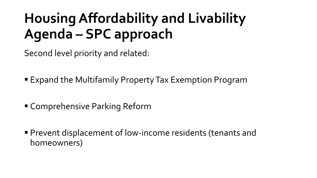 housing affordability and livability agenda 2