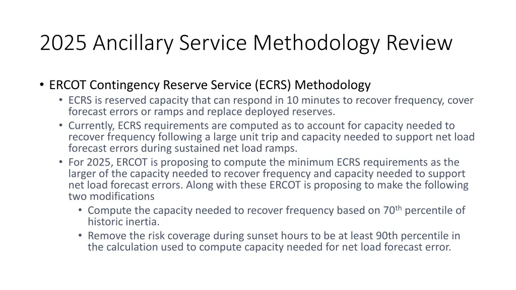 2025 ancillary service methodology review 2