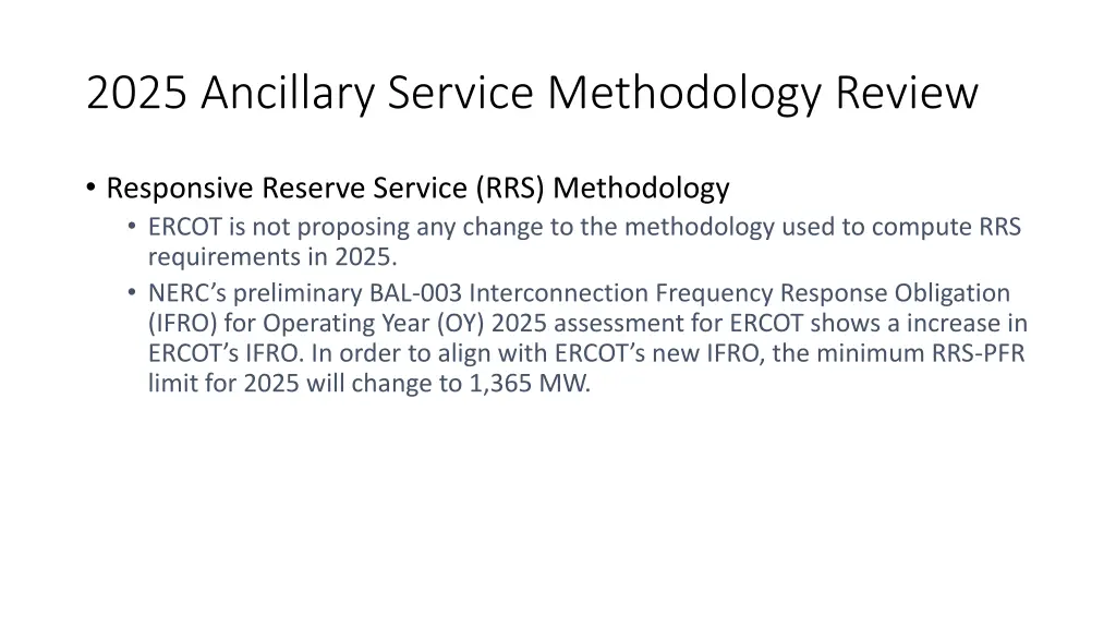 2025 ancillary service methodology review