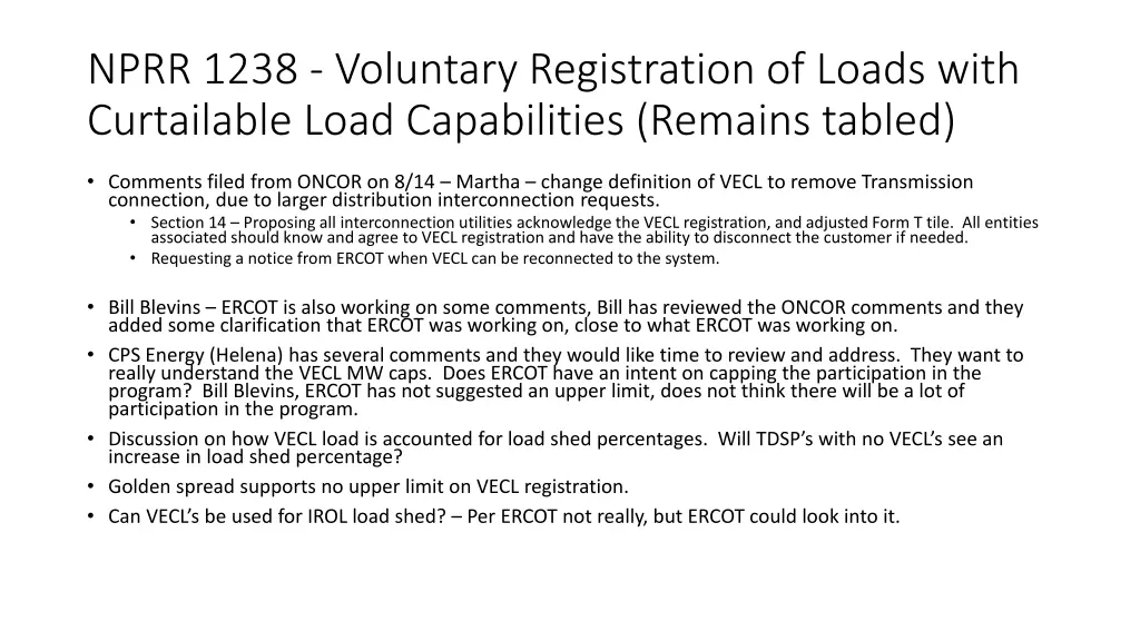 nprr 1238 voluntary registration of loads with