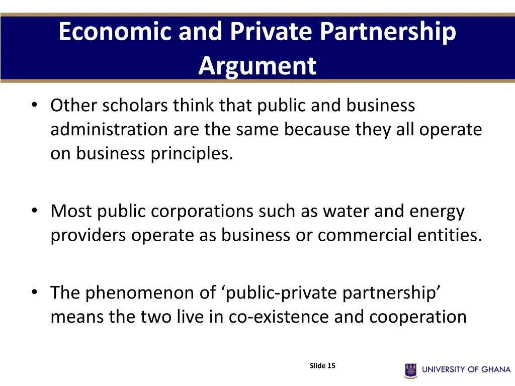 economic and private partnership argument