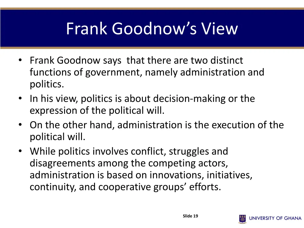 frank goodnow s view