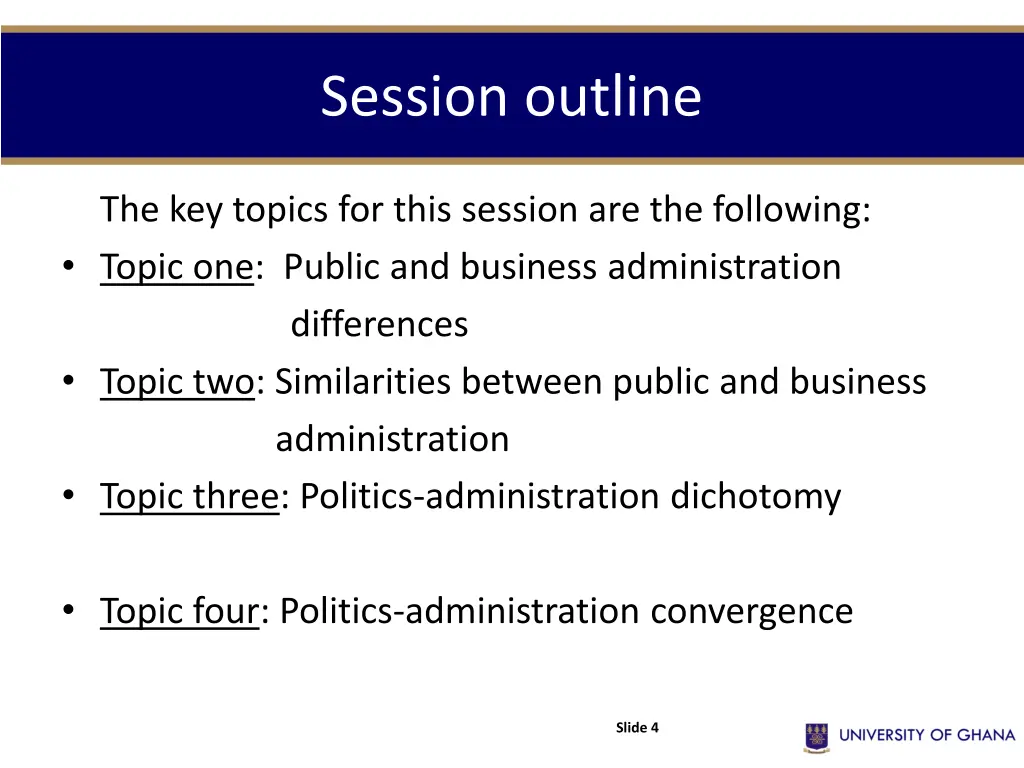 session outline