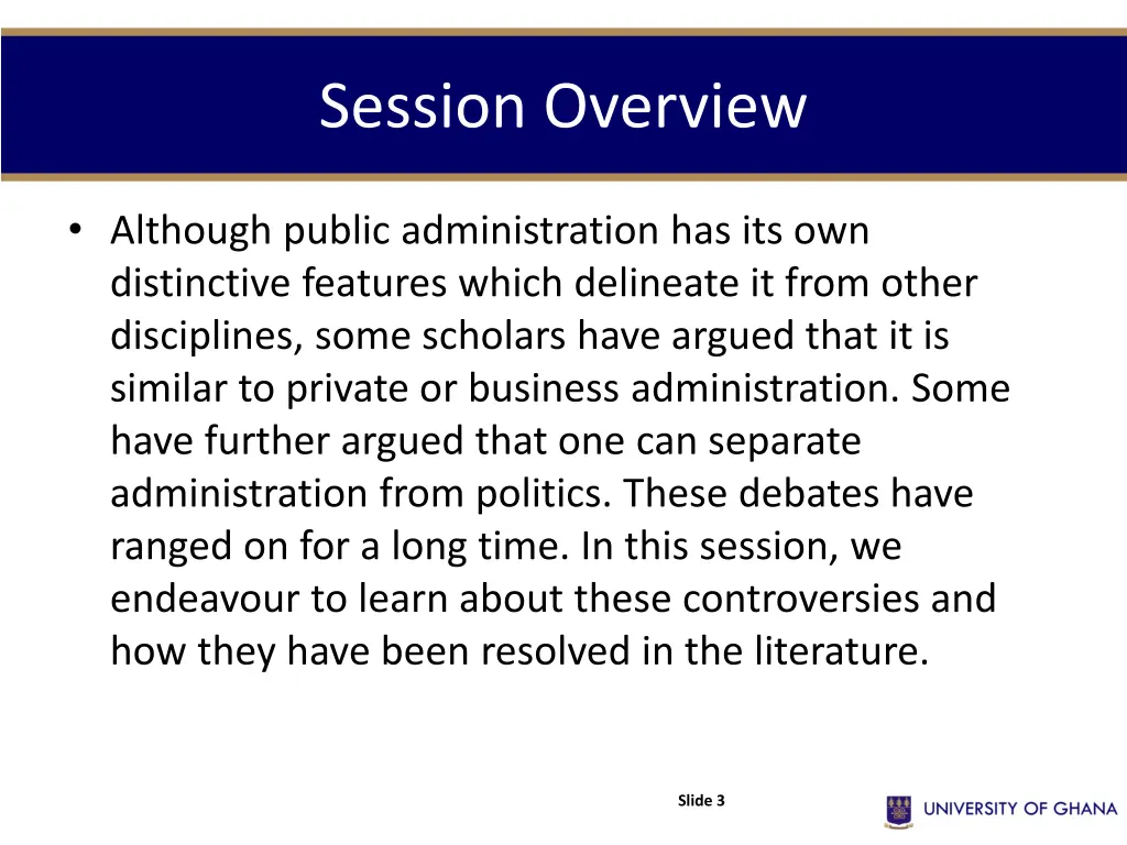 session overview