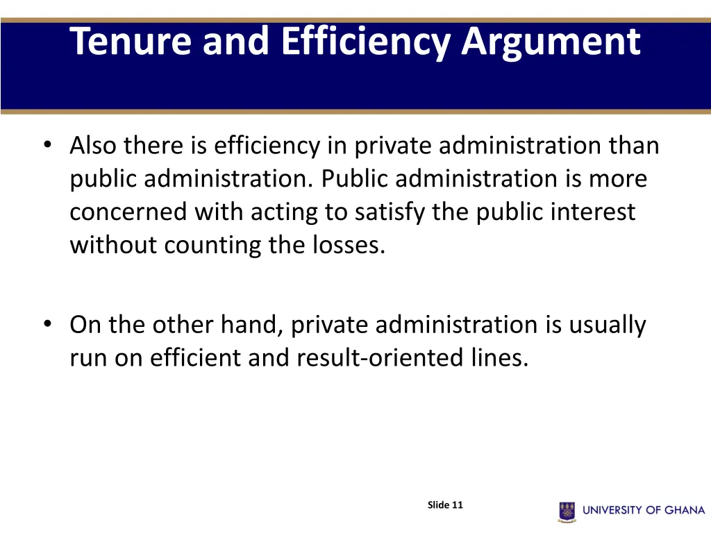 tenure and efficiency argument 1