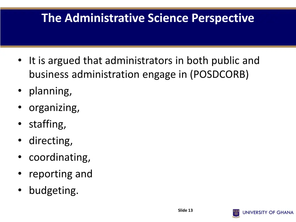 the administrative science perspective