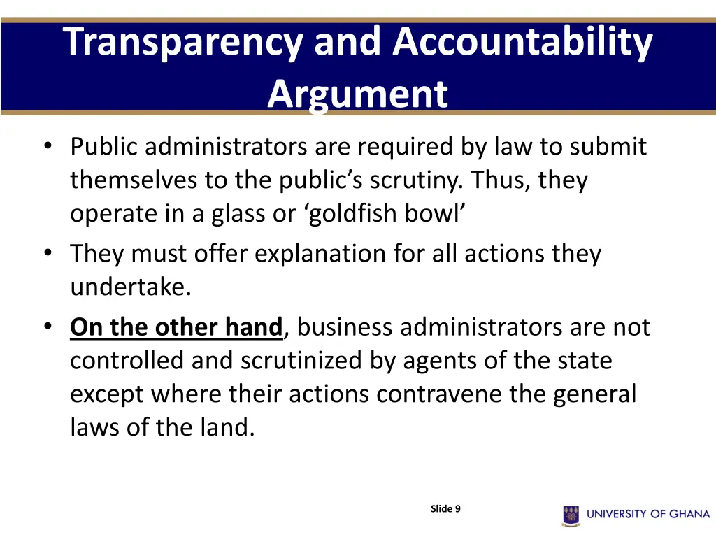 transparency and accountability argument public
