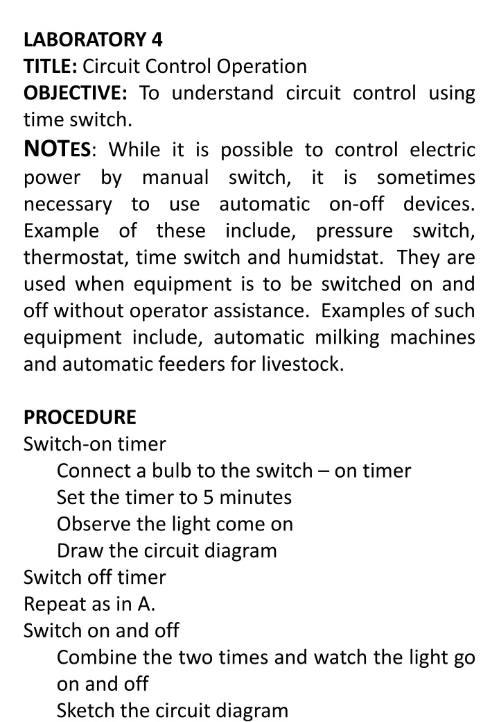laboratory 4 title circuit control operation