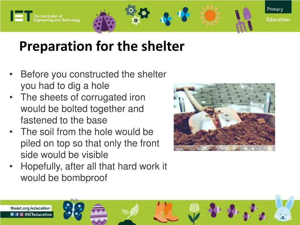 preparation for the shelter