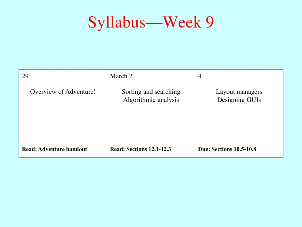 syllabus week 9