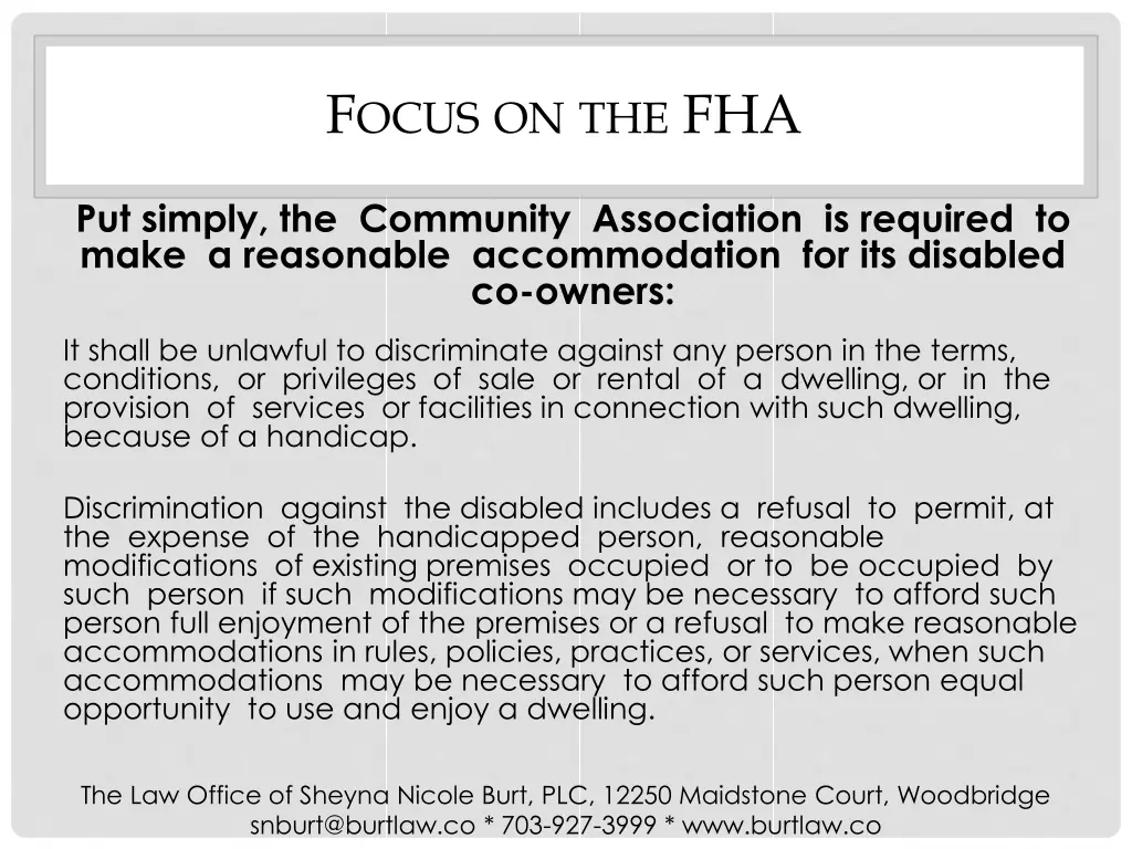 f ocus on the fha