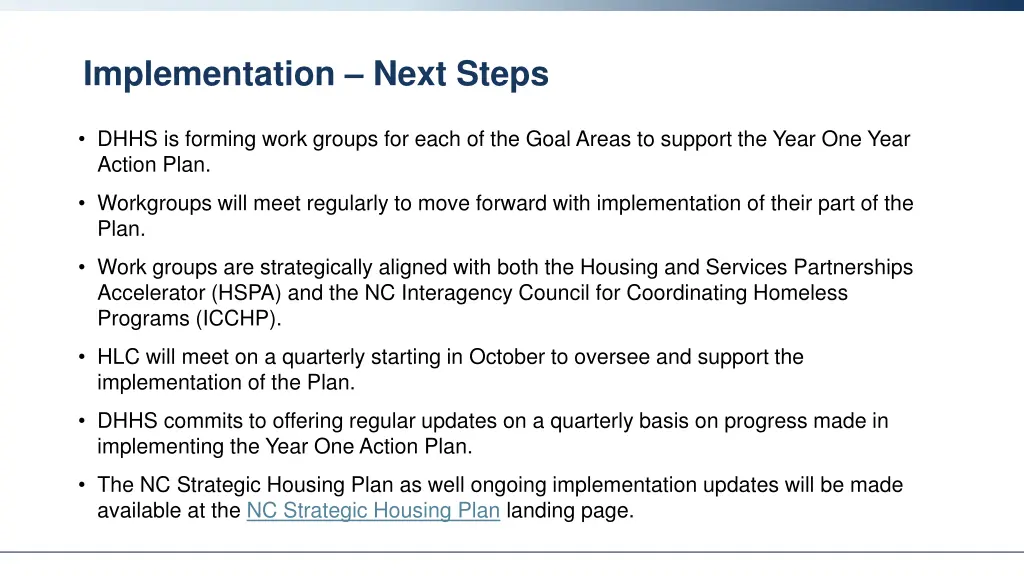 implementation next steps