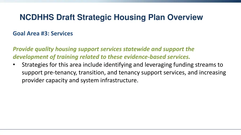 ncdhhs draft strategic housing plan overview 2