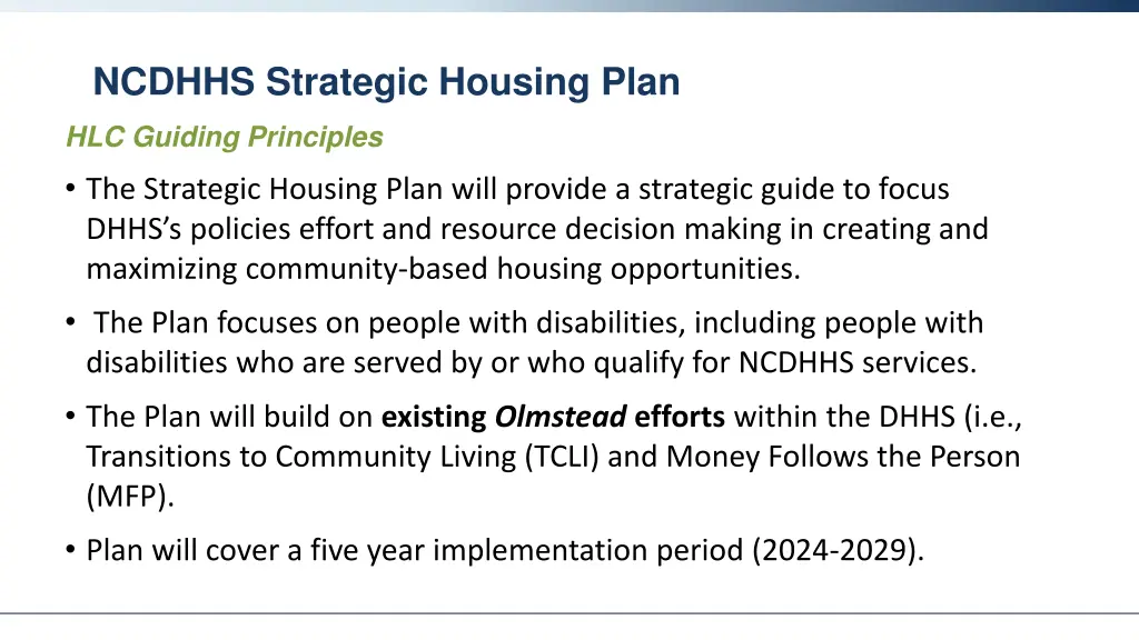 ncdhhs strategic housing plan