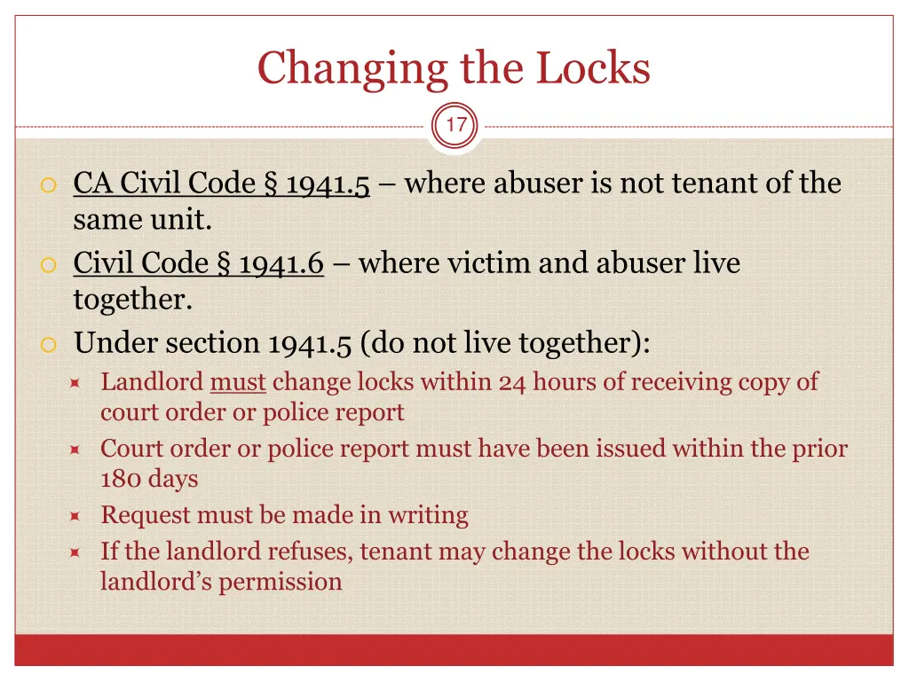 changing the locks