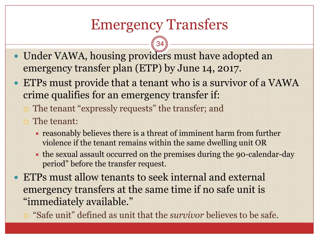 emergency transfers