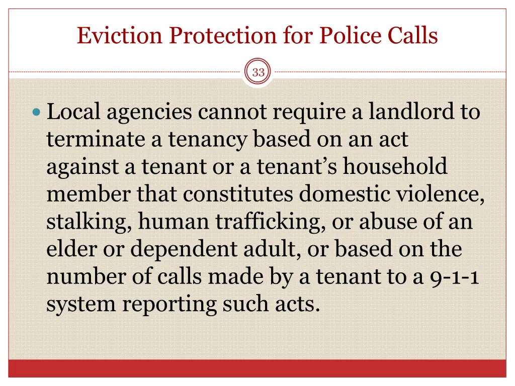 eviction protection for police calls