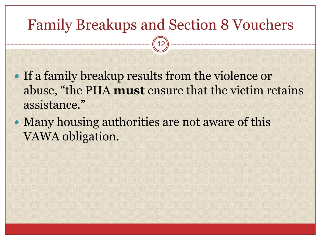 family breakups and section 8 vouchers