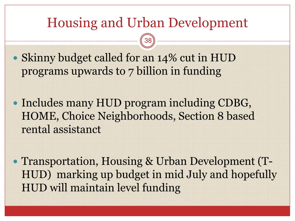 housing and urban development
