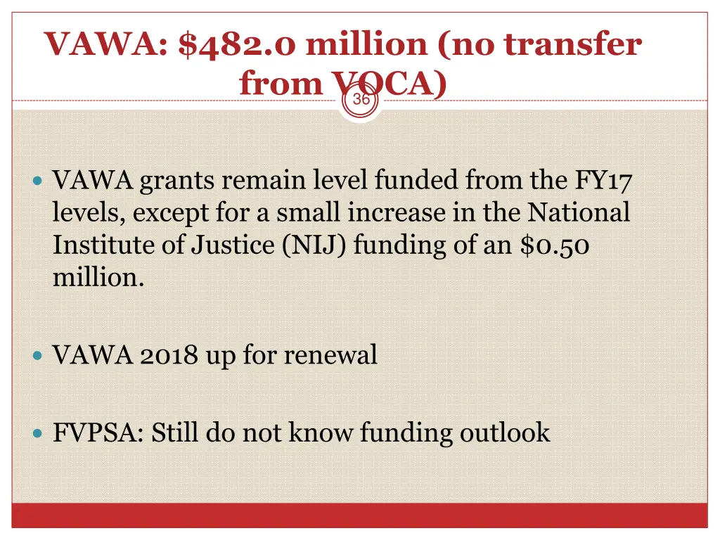 vawa 482 0 million no transfer from voca
