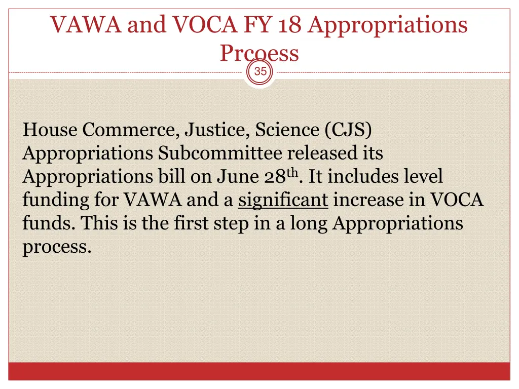 vawa and voca fy 18 appropriations prcoess 35